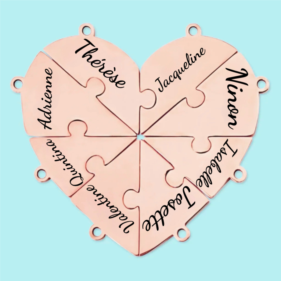 Collier en forme de puzzle cœur personnalisé - Cadeau sur mesure pour meilleurs amis