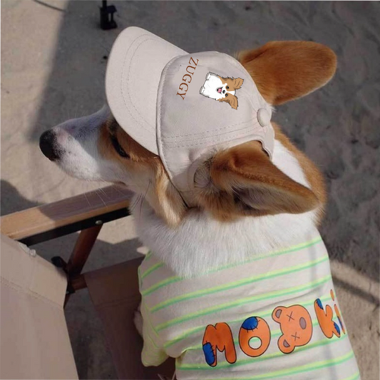 Casquette en coton pour animal de compagnie – Personnalisable avec prénom et motif brodé