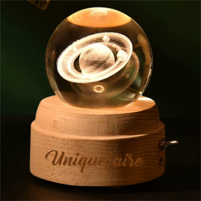 Boîte à Musique Rotative Boule de Cristal Personnalisée avec Nom Cadeau Anniversaire