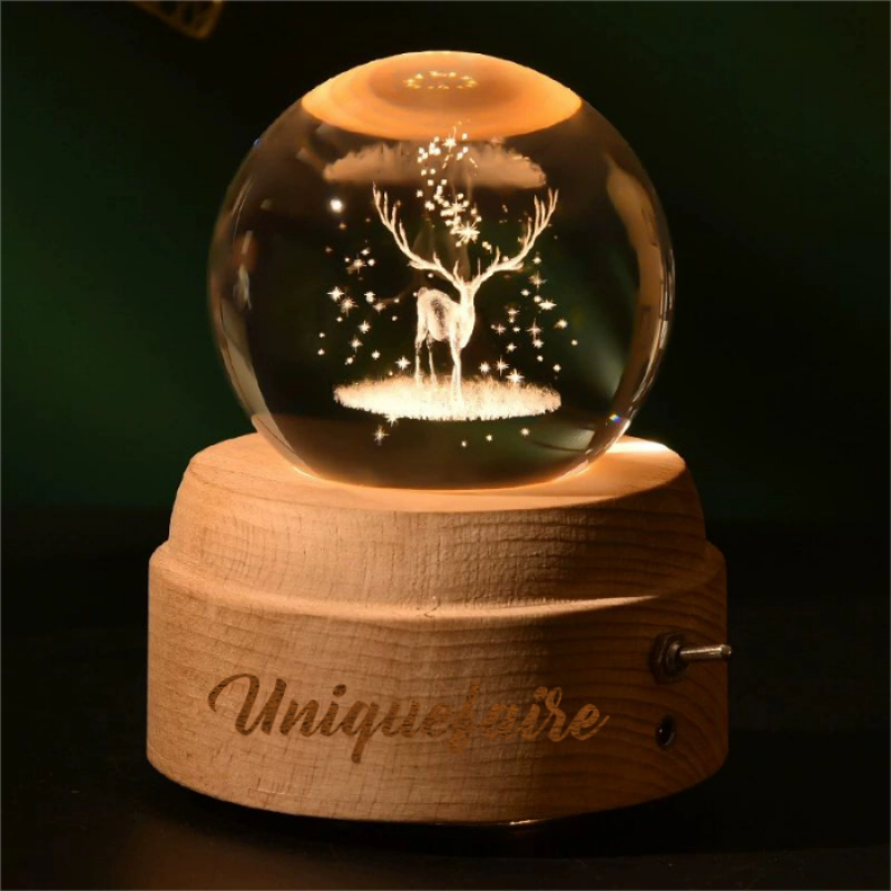 Boîte à Musique Rotative Boule de Cristal Personnalisée avec Nom Cadeau Anniversaire