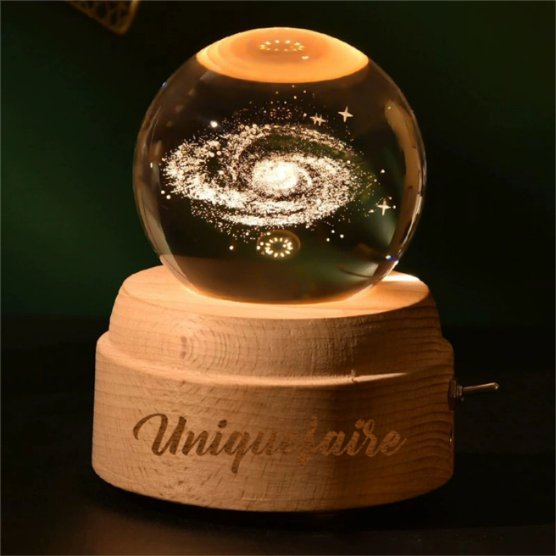 Boîte à Musique Rotative Boule de Cristal Personnalisée avec Nom Cadeau Anniversaire