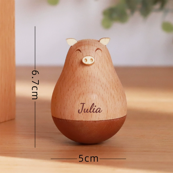 Culbuto En Bois Gravé Avec Nom Personnalisé Décorations De Bureau Cadeau Créatif Et Mignon Pour Amis