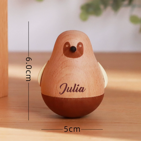 Culbuto En Bois Gravé Avec Nom Personnalisé Décorations De Bureau Cadeau Créatif Et Mignon Pour Amis