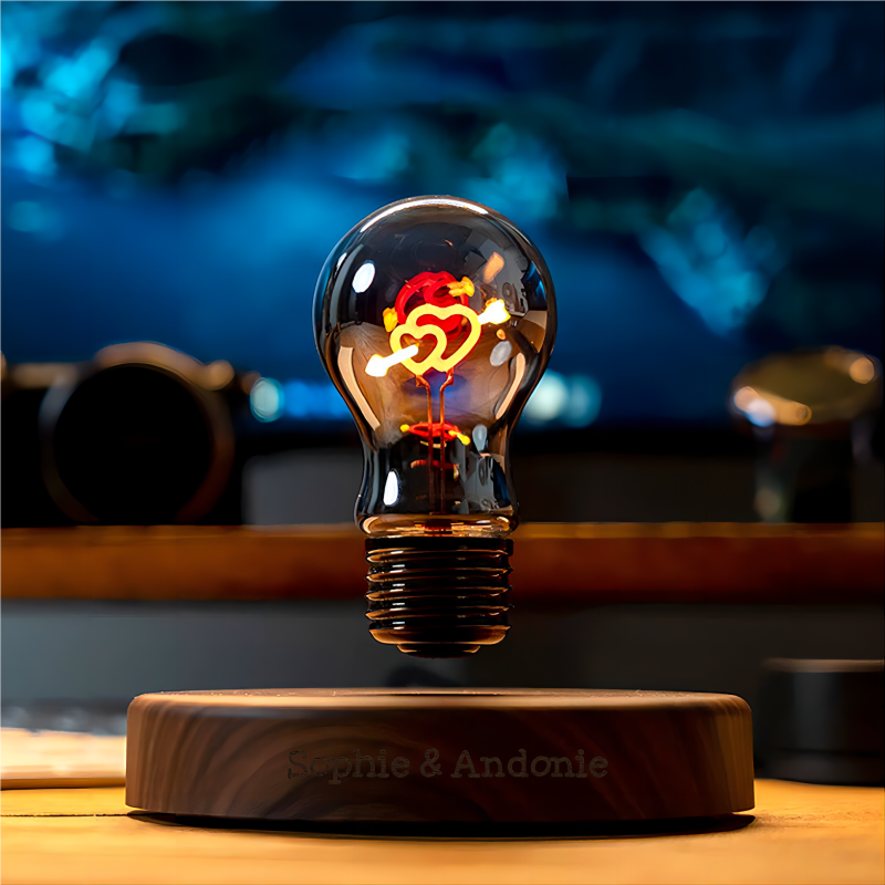 Ampoule Magnétique à Levitation Lampe Cadeau Créatif et Personnalisé pour Saint-Valentin