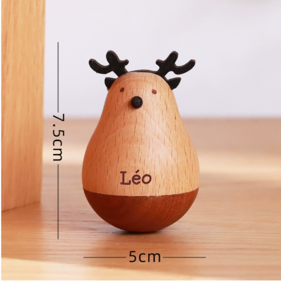 Culbuto En Bois Gravé Avec Nom Personnalisé Décorations De Bureau Cadeau Créatif Et Mignon Pour Amis
