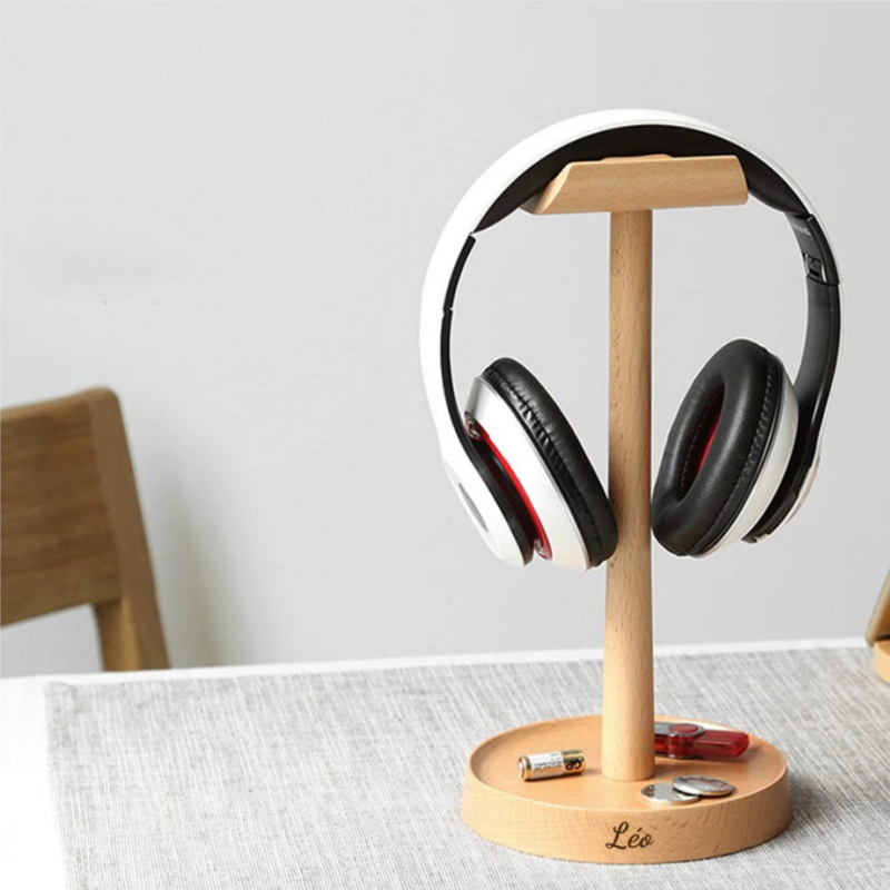 Support Casque en Bois Personnalisé avec Nom