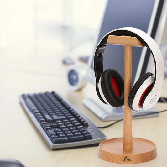 Support Casque en Bois Personnalisé avec Nom