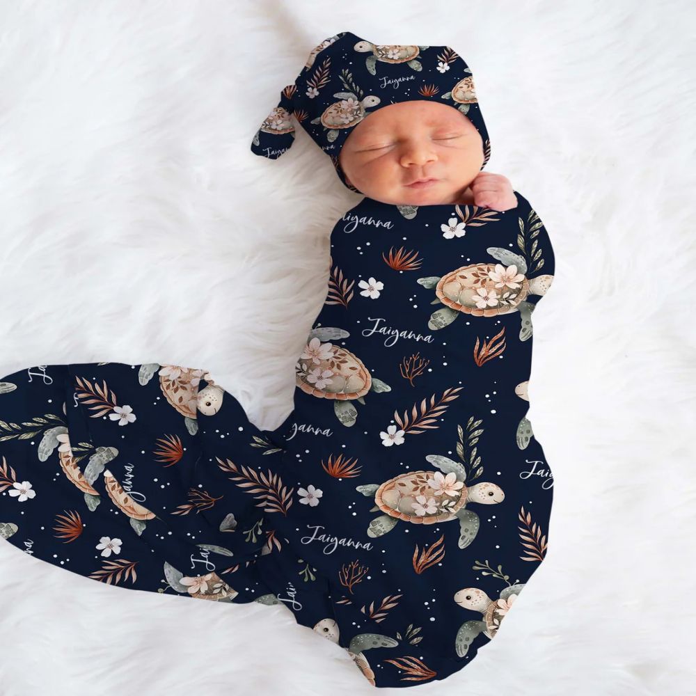 Couverture d’Emmaillotage et Bonnet Cadeau Naissance Doux et Unique