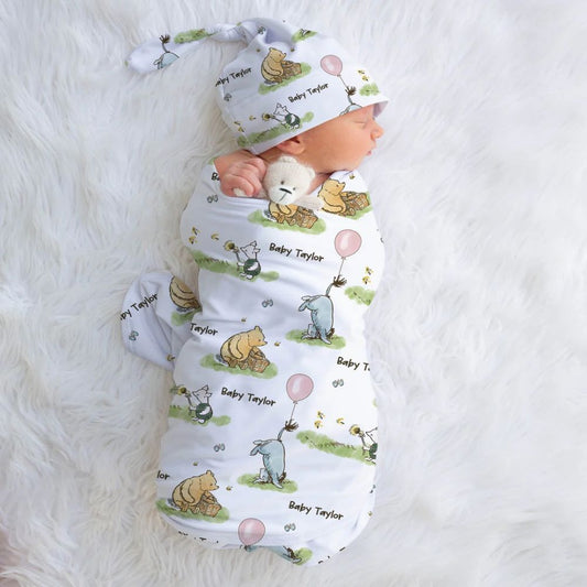 Couverture d’Emmaillotage et Bonnet Cadeau Naissance Doux et Unique