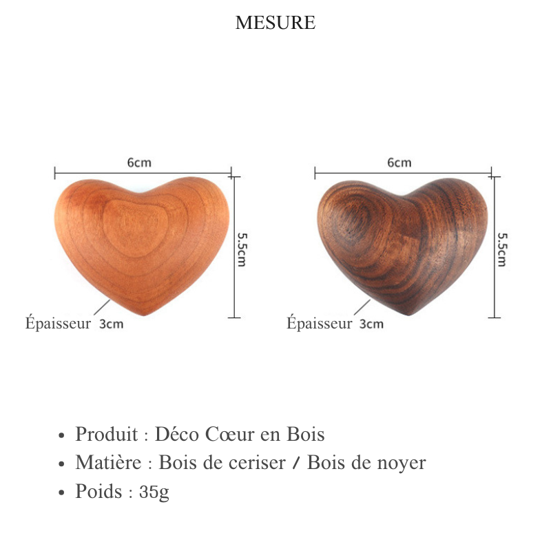 Déco Cœur en Bois avec Inscription Personnalisée Cadeau Porte-bonheur