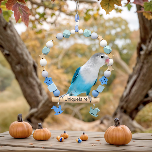 Jouet Suspendu en Bois pour Oiseaux  Personnalisé avec Nom Gravé