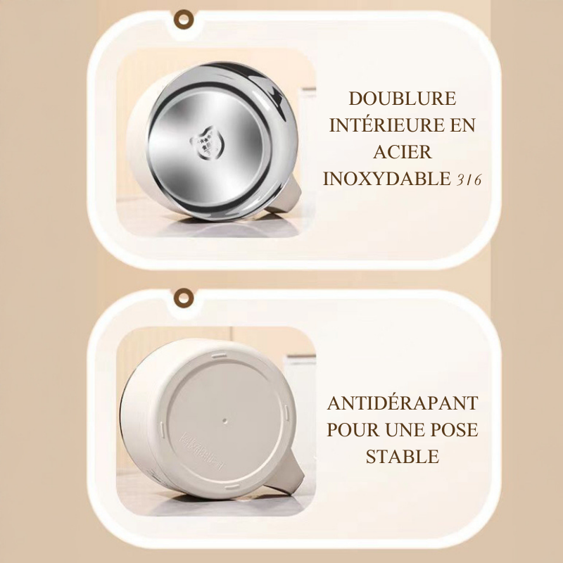 Bol à Nouilles en Inoxydable 316 avec Couvercle Boîte à Lunch Idéale pour les Étudiants