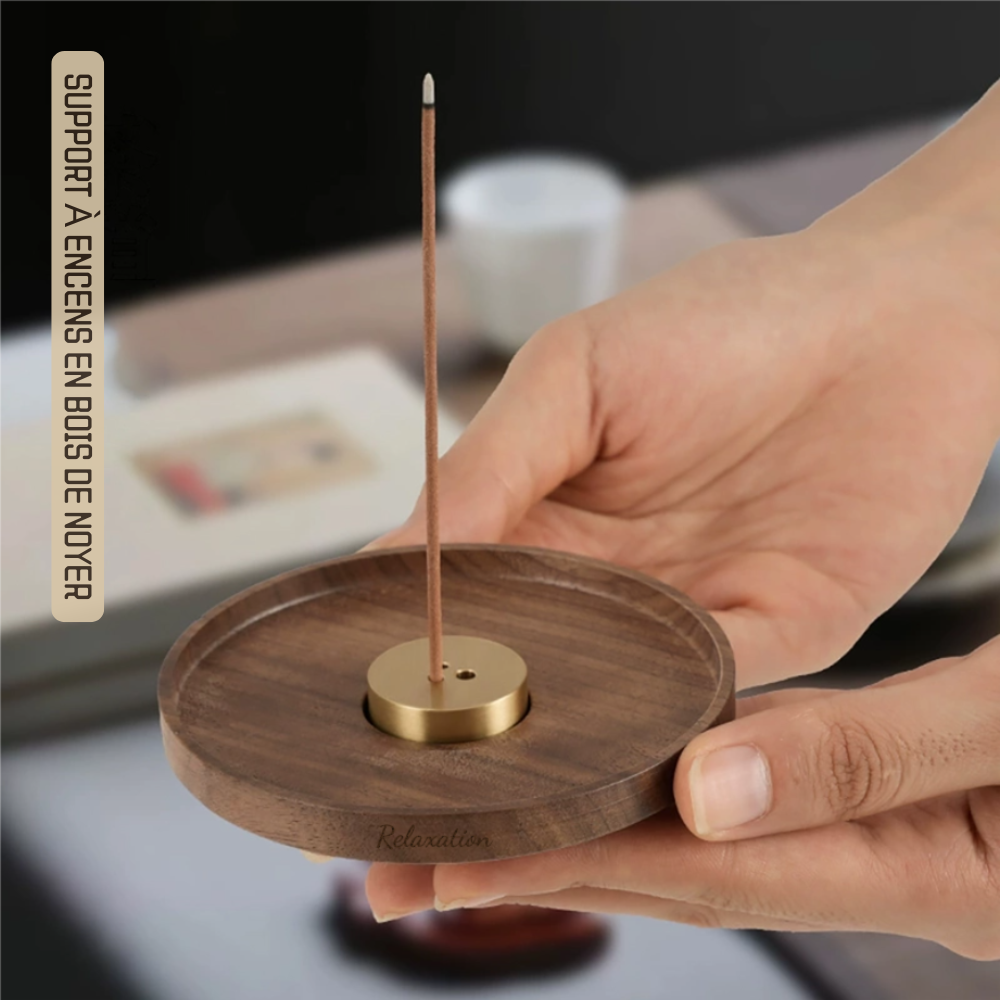 Assiette à Encens en Noyer Support à Encens Personnalisable avec Nom