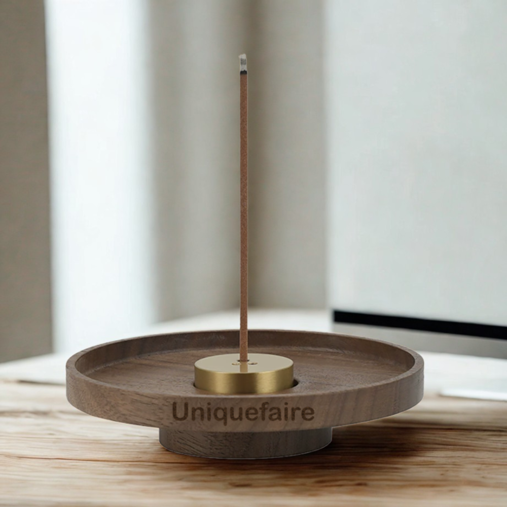 Assiette à Encens en Noyer Support à Encens Personnalisable avec Nom