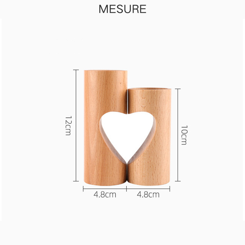 Chandelier Bougeoir en Bois Personnalisé - Porte Bougie avec Coeur Mignon