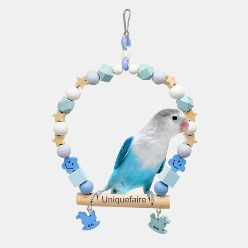 Jouet Suspendu en Bois pour Oiseaux  Personnalisé avec Nom Gravé