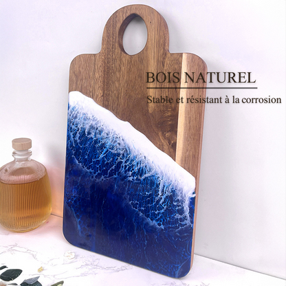 Planche à Découper en Bois avec Design de Vague de Mer Cadeau Personnalisable