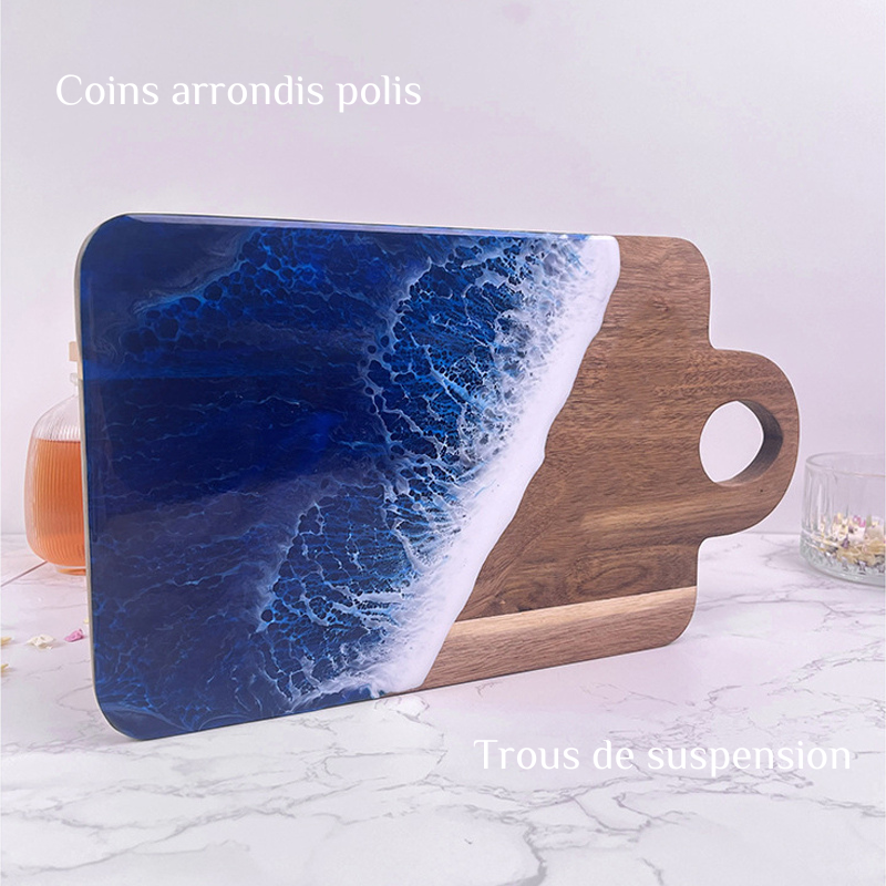 Planche à Découper en Bois avec Design de Vague de Mer Cadeau Personnalisable