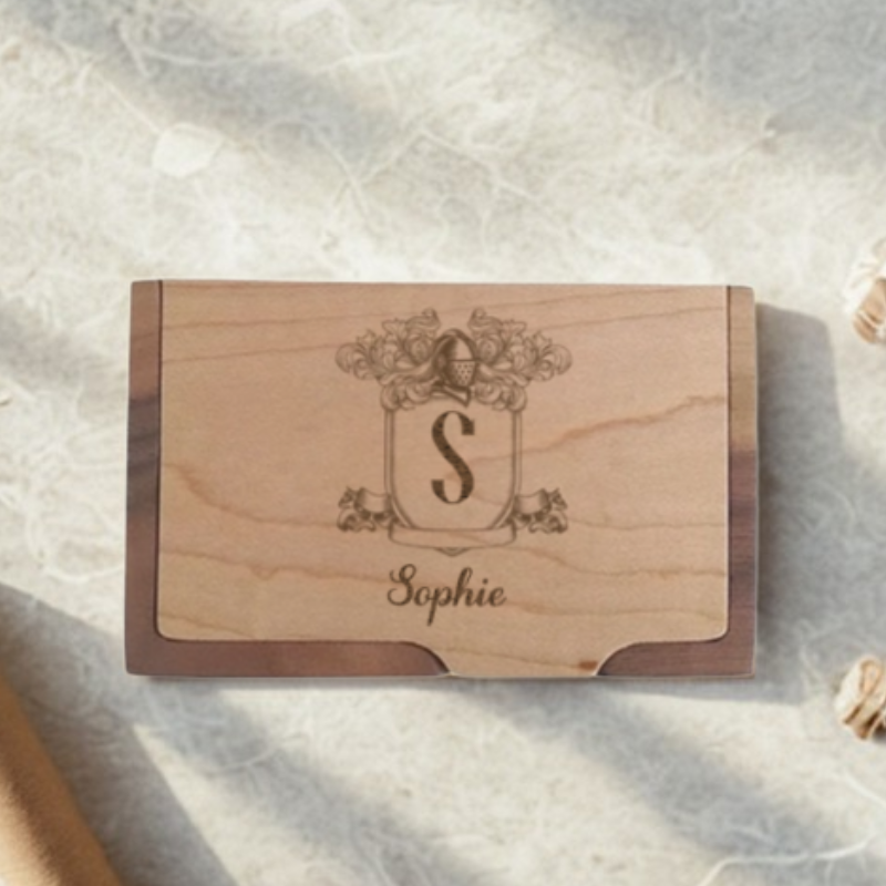 Porte-cartes en bois de noyer - Boîte en Bois pour Carte Postale