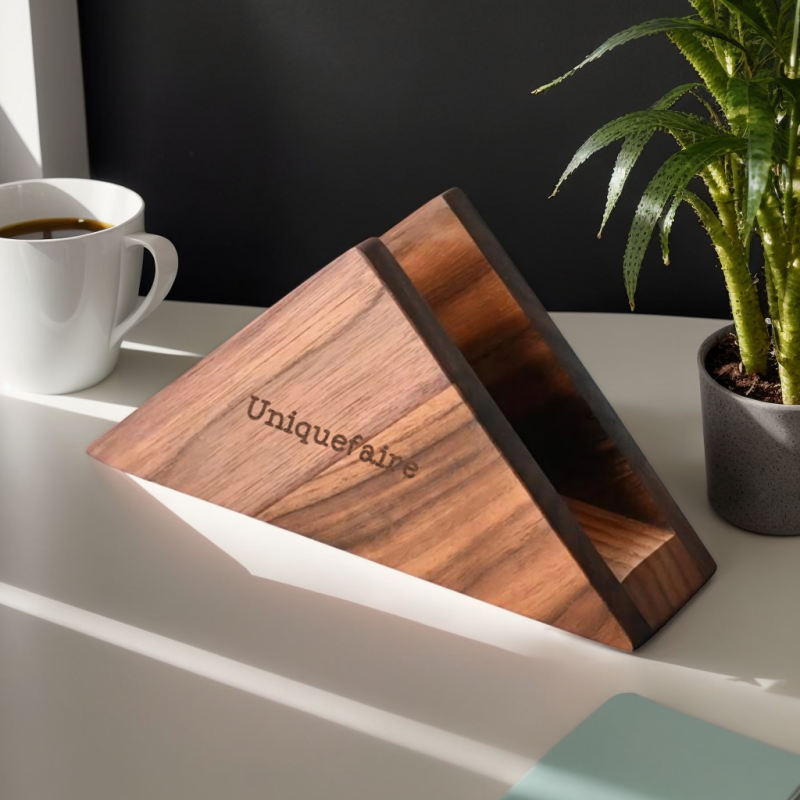 Porte-serviettes de table Support triangulaire pour serviettes en bois de noyer