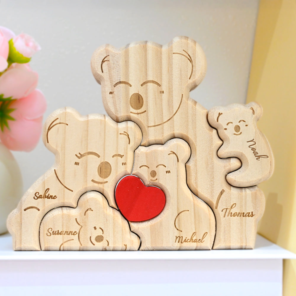 Pièces de puzzle en bois personnalisées pour la famille Koala 2 à 5 koalas au choix