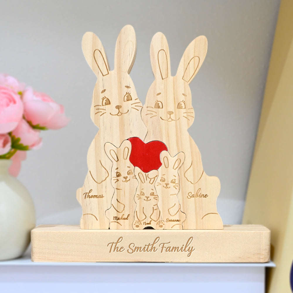 Puzzle en bois personnalisé très joli lapin 2-5 lapins au choix