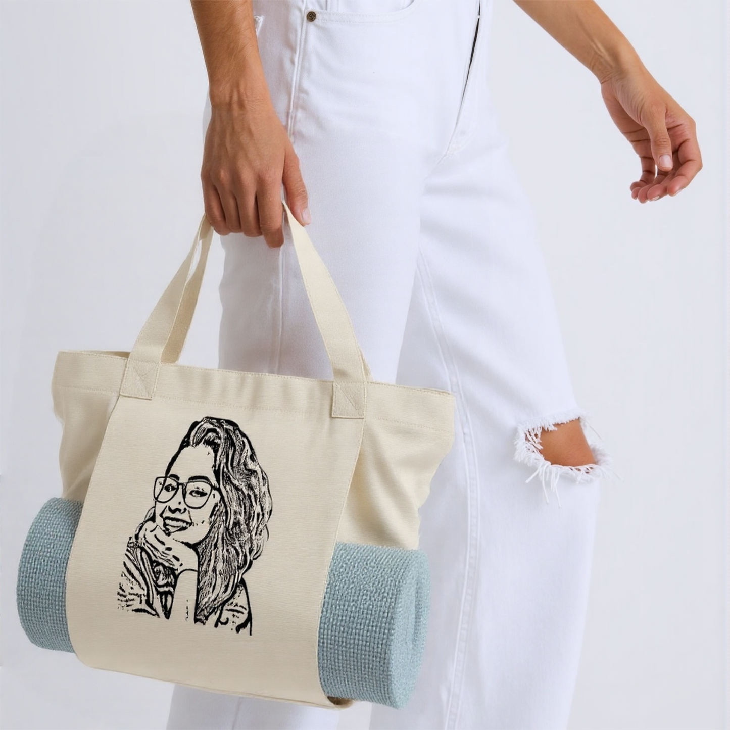 Sac de rangement en toile pour tapis de yoga Cadeau personnalisé avec nom pour femme