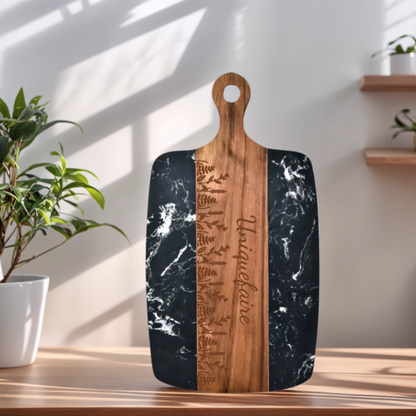 Planche à découper en marbre et bois Planche personnalisable avec nom