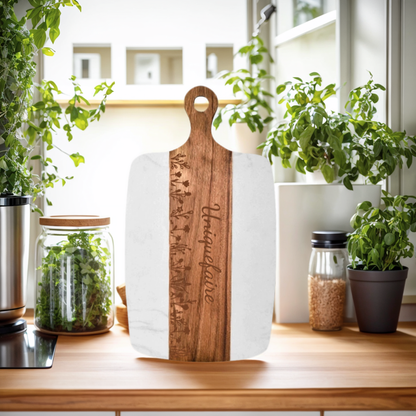 Planche à découper en marbre et bois Planche personnalisable avec nom