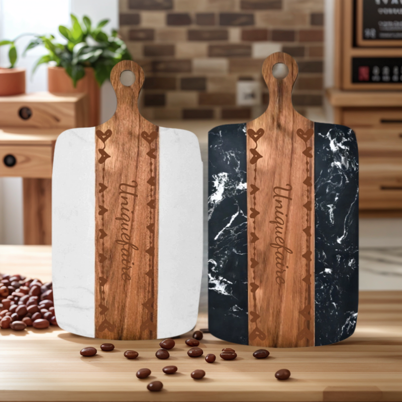 Planche à découper en marbre et bois Planche personnalisable avec nom