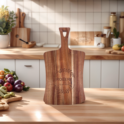 Planche à Découper en Bois d'Acacia avec Résine Design Unique et Personnalisable