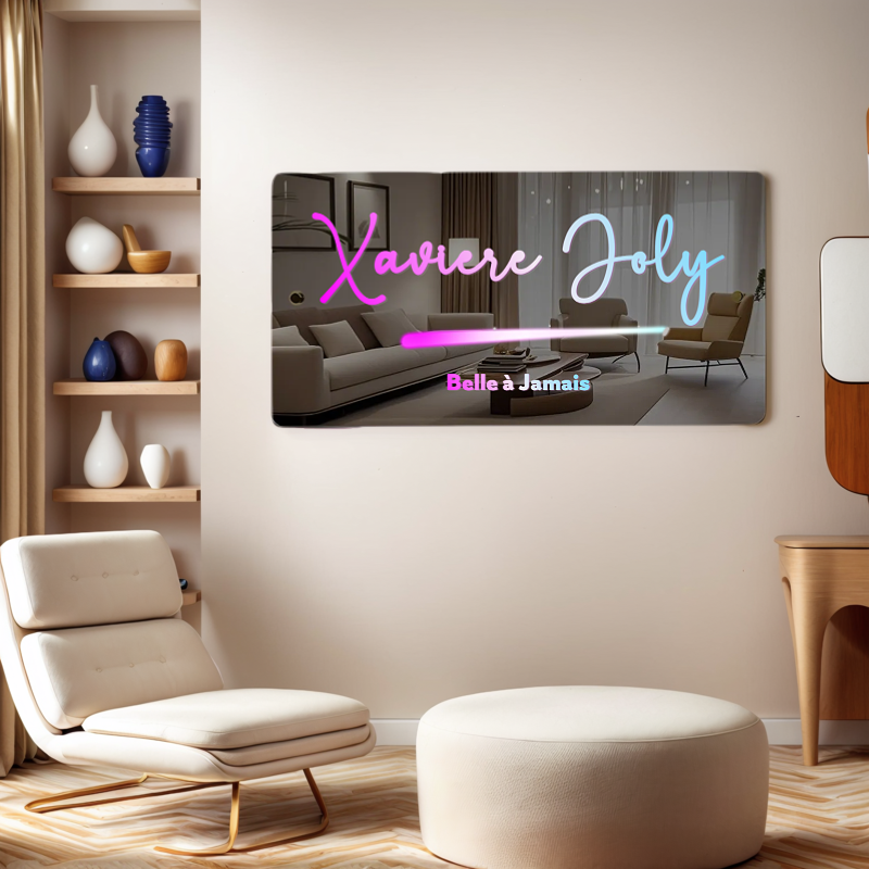 Lampe Miroir Néon en Acrylique Personnalisable Décoration Murale avec LED