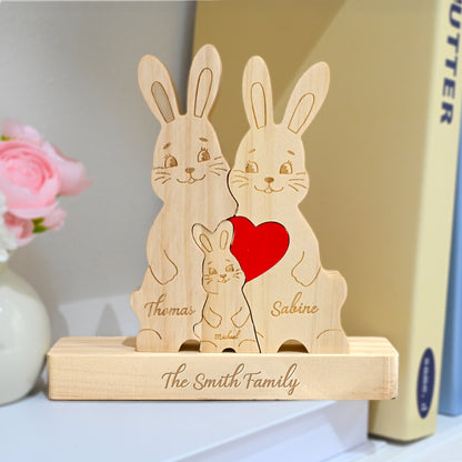 Puzzle en bois personnalisé très joli lapin 2-5 lapins au choix