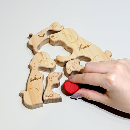 Puzzle en bois personnalisé 2-5 chiens disponibles