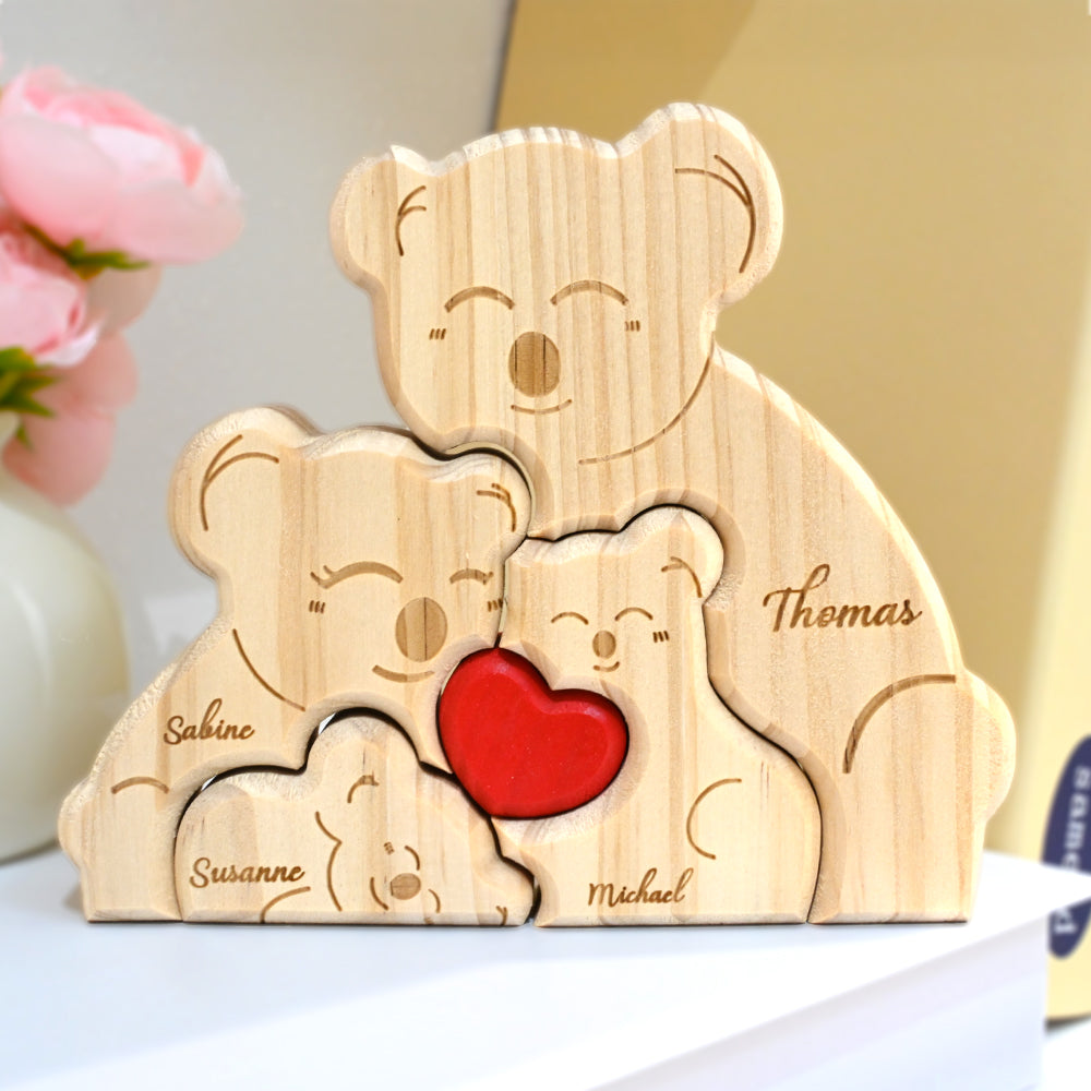 Pièces de puzzle en bois personnalisées pour la famille Koala 2 à 5 koalas au choix