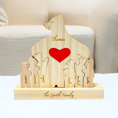 Puzzle en bois personnalisé avec famille d'ours 2-9 ours disponibles