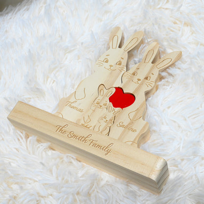 Puzzle en bois personnalisé très joli lapin 2-5 lapins au choix