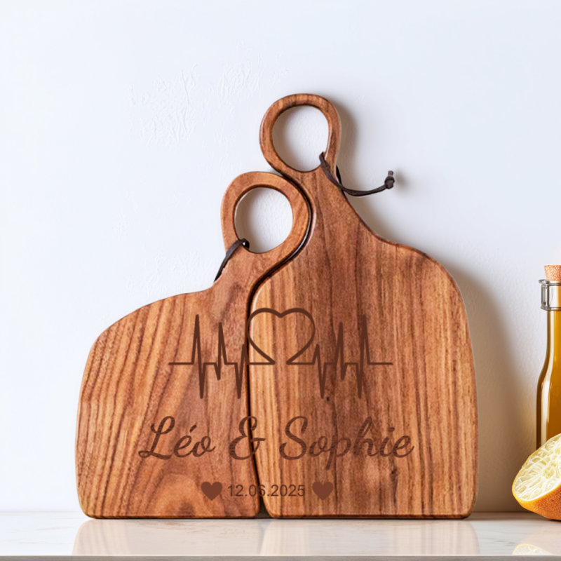 Planche à Découper en Bois Double pour Couples