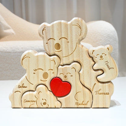 Pièces de puzzle en bois personnalisées pour la famille Koala 2 à 5 koalas au choix