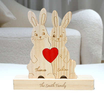 Puzzle en bois personnalisé très joli lapin 2-5 lapins au choix