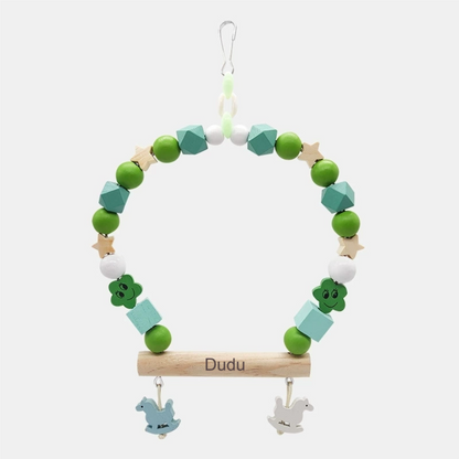 Jouet Suspendu en Bois pour Oiseaux  Personnalisé avec Nom Gravé