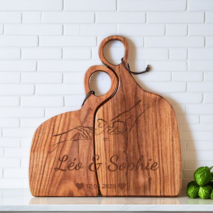 Planche à Découper en Bois Double pour Couples