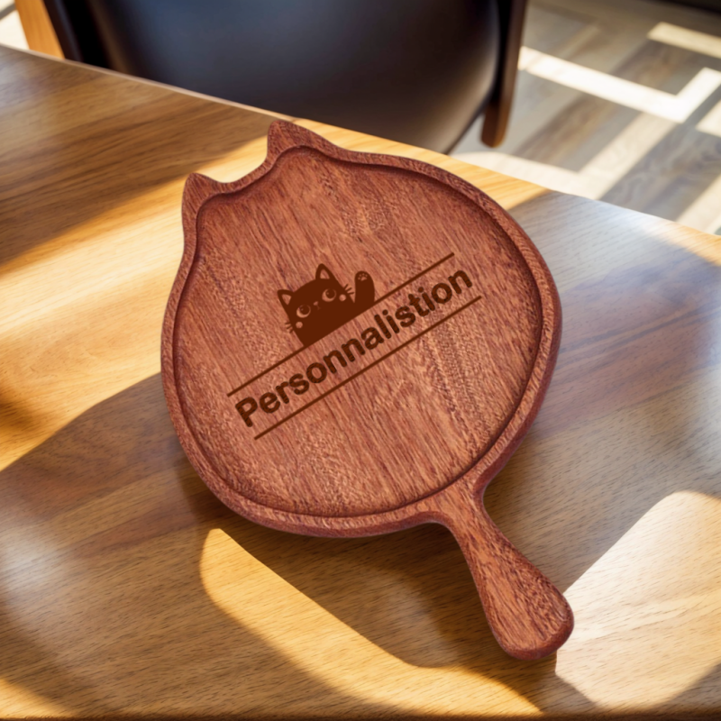 Plateau en Bois en Forme de Chat – Assiette pour Aliments Fromage Pizza