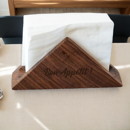 Porte-serviettes de table Support triangulaire pour serviettes en bois de noyer