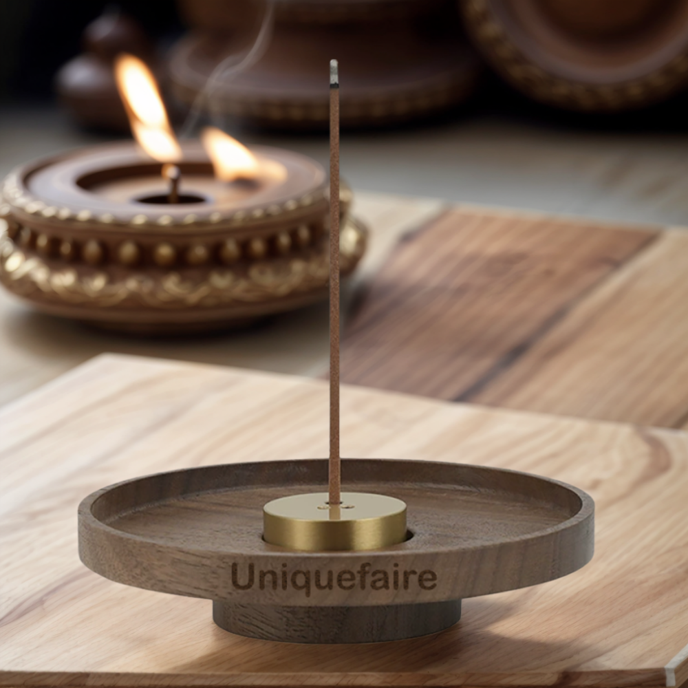 Assiette à Encens en Noyer Support à Encens Personnalisable avec Nom
