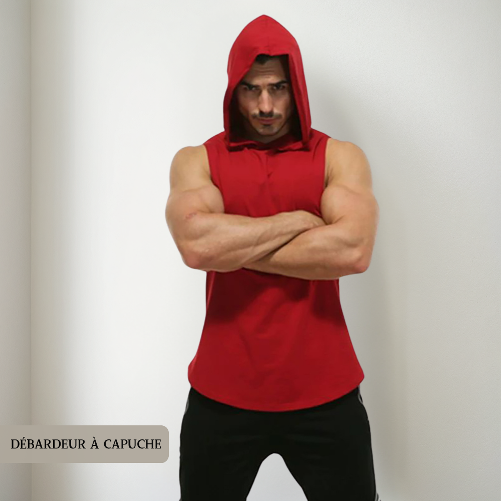 Débardeur à capuche pour sport homme - T-shirt sans manches personnalisable