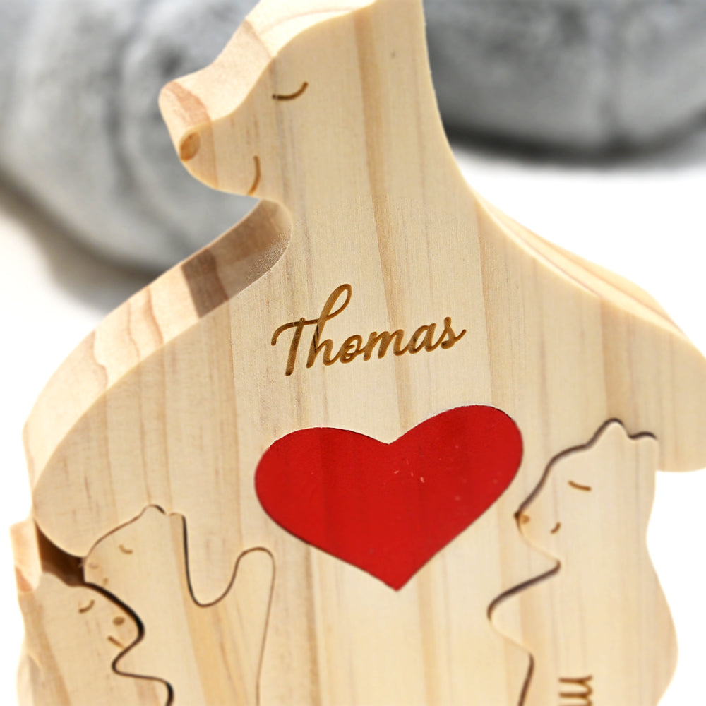 Puzzle en bois personnalisé avec famille d'ours 2-9 ours disponibles