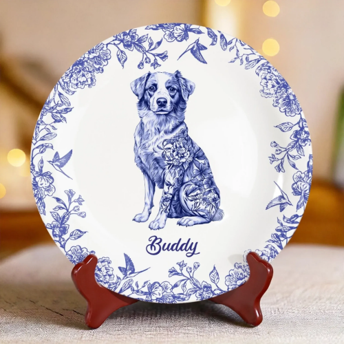 Décoration Céramique de Table Personnalisée d’Amour en Bleu