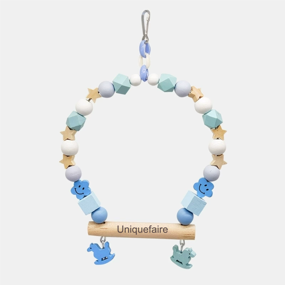 Jouet Suspendu en Bois pour Oiseaux  Personnalisé avec Nom Gravé