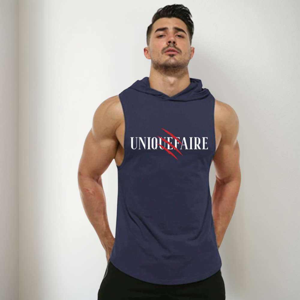 Débardeur à capuche pour sport homme - T-shirt sans manches personnalisable